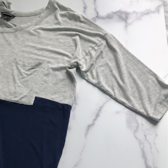 Club Monaco Colorblock Gray and Navy Blue Long Sleeve Top Size Small Oversized - Picture 10 of 13